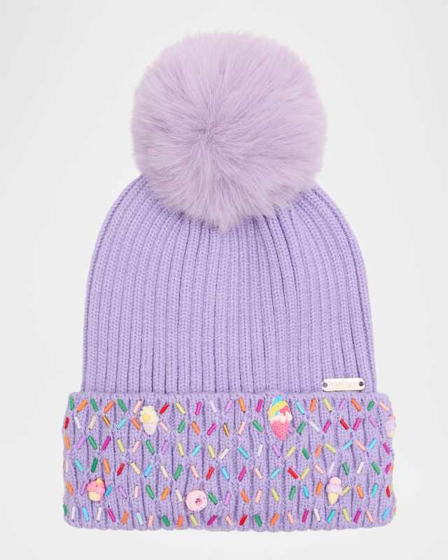 Kid's Sprinkle Charm Ribbed Beanie